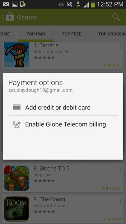 Globe direct carrier billing