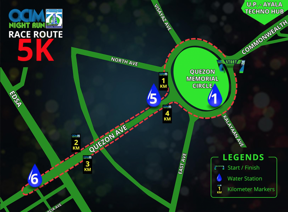 QCIM Night Run 5K route map
