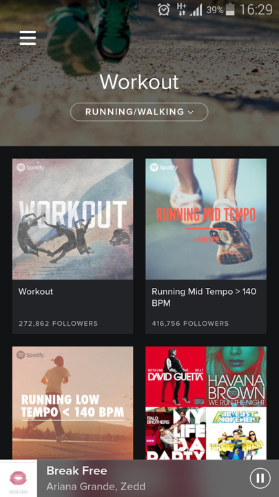 Running/Walking Workout Playlists on Spotify