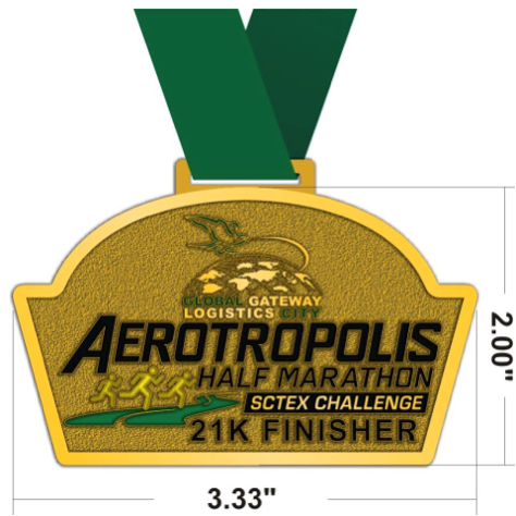 Aerotropolis Half-Marathon finisher's medal