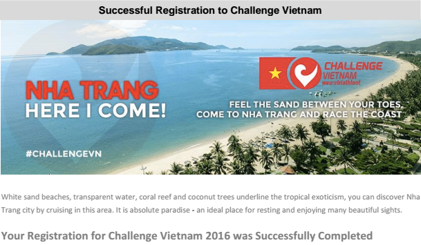 registered for Challenge Vietnam on September 11