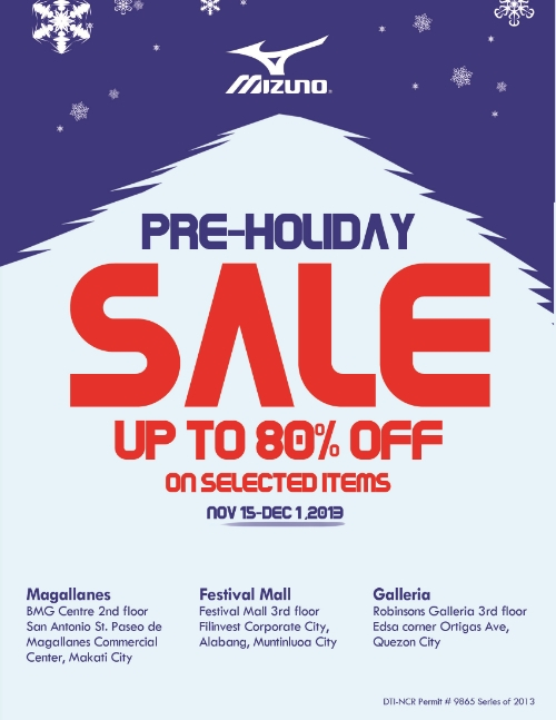 Mizuno Pre-Holiday Sale from November 15 to December 1
